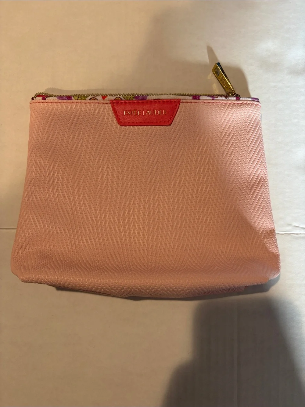 Estee Lauder Light Pink Cosmetic Pouch with Gold Zipper